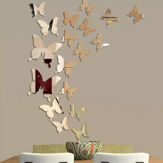 Acrylic Mirror Butterflies(16 pieces) - Wall Decoration - Image 2