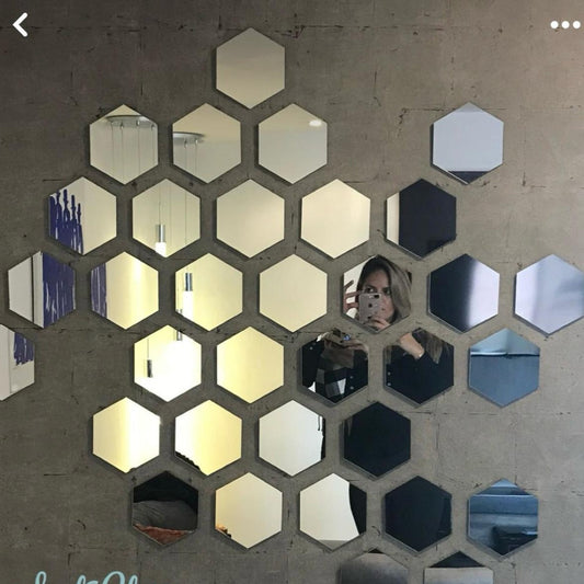 Acrylic Hexagon wall decor Mirror(Silver) - Wall Decor - Image 2