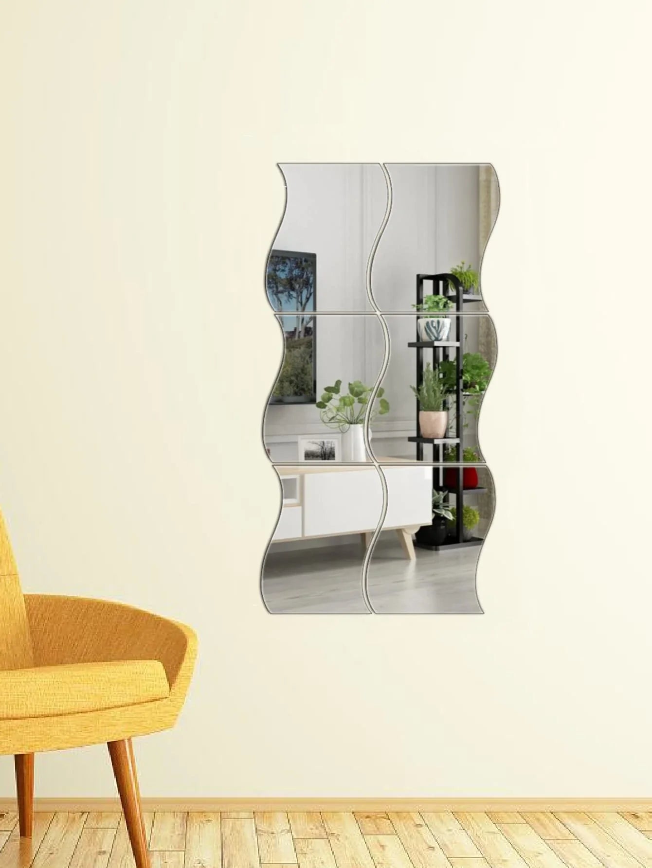 Set of 6 large zigzag acrylic mirror wall decor, decorative modern home accent, last image.