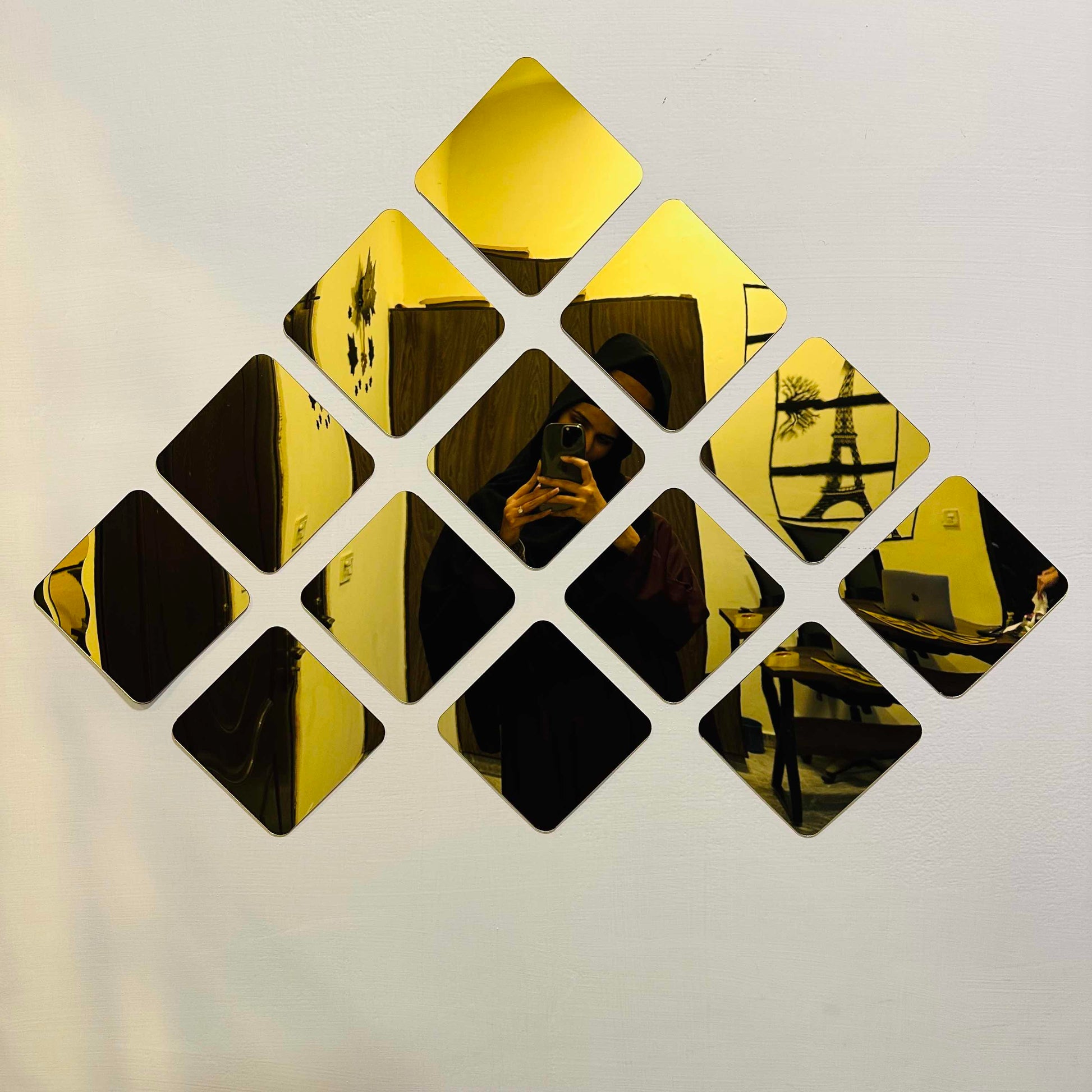 Geometric 3D acrylic mirror wall decals, abstract design, home decor (5 of 5)