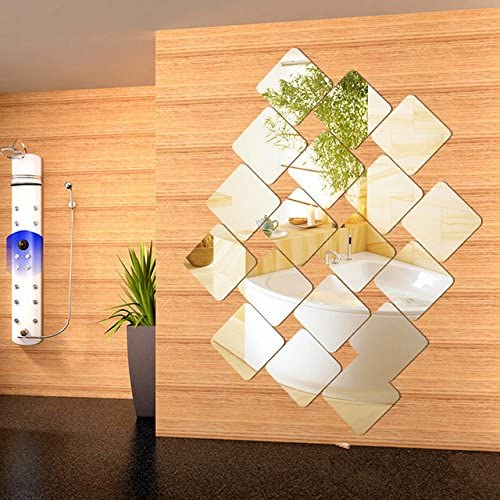 3 of 5: 3D acrylic mirror wall stickers reflecting light, modern home decor.