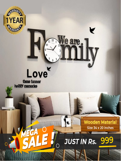 We are Family Clock with White Dial - Image 1