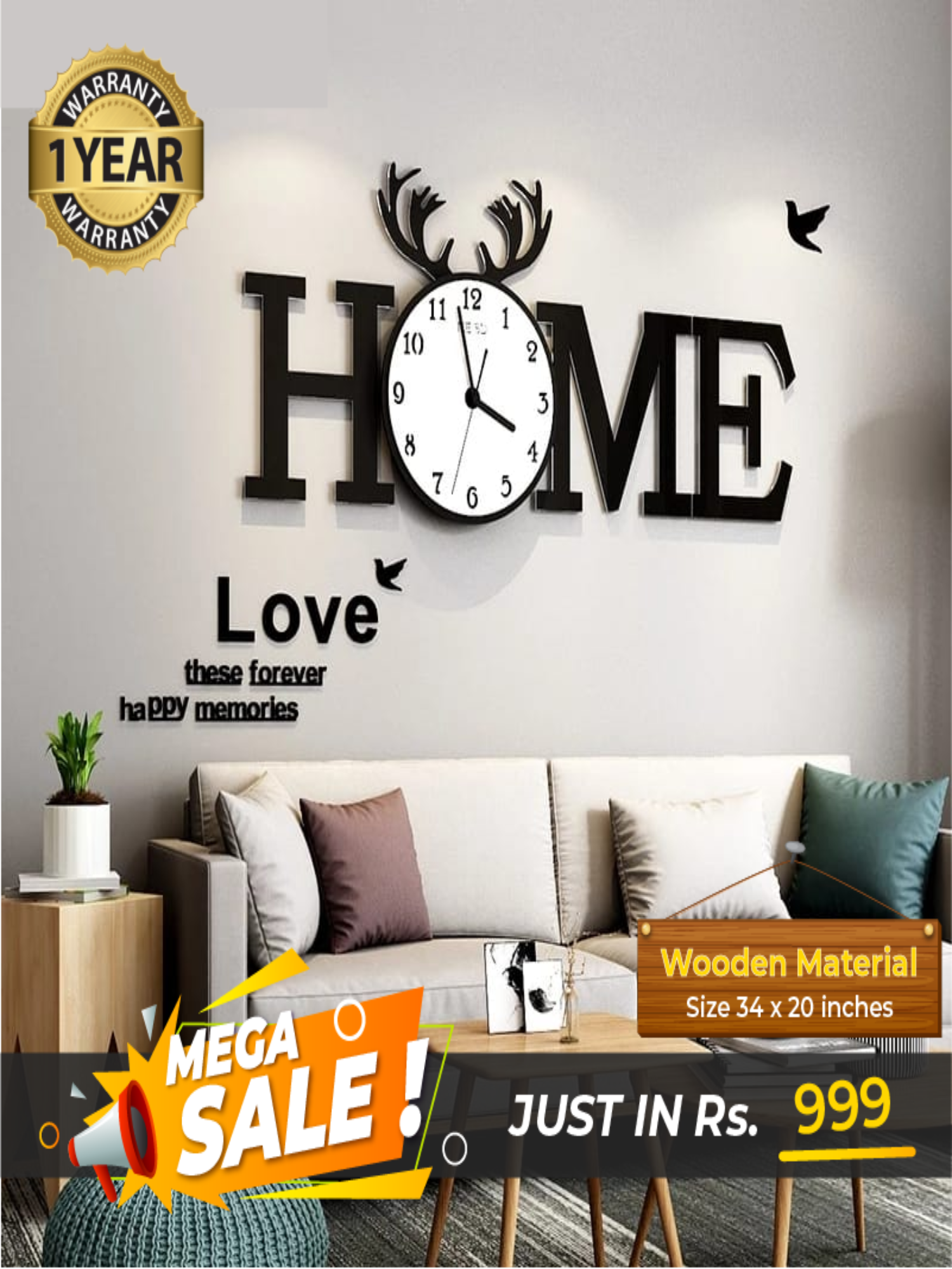 Home Clock with White Dial - Image 1