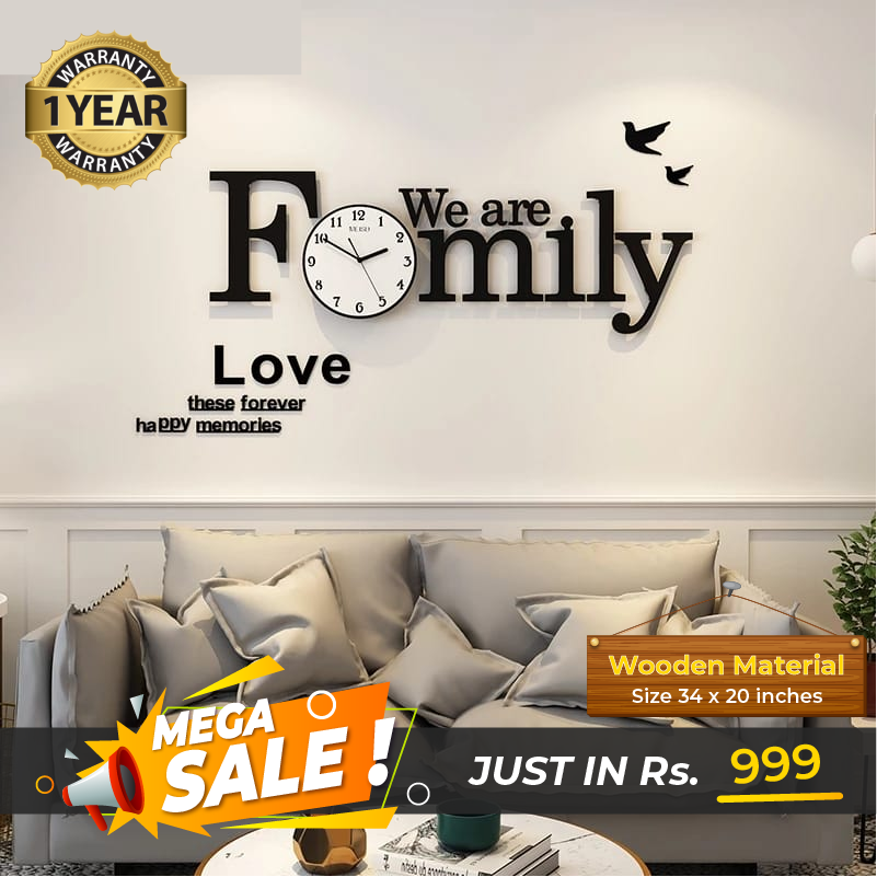 We are Family Clock with White Dial - Image 2