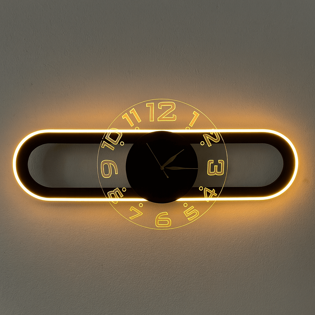 AuraClock 2-in-1 vertical and Horizontal clock Home and Office Wall with neon light ambiance - Image 5