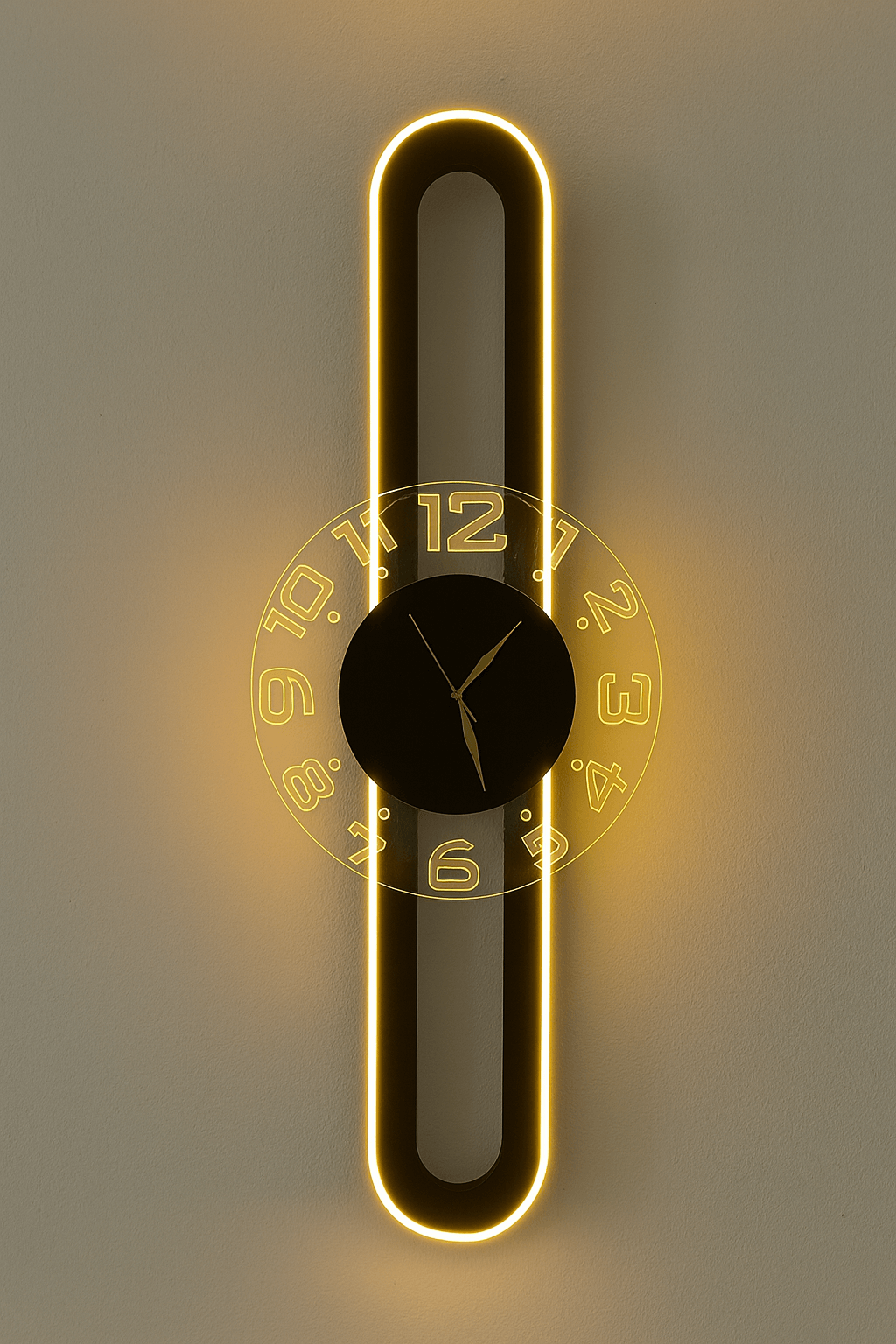 AuraClock 2-in-1 vertical and Horizontal clock Home and Office Wall with neon light ambiance - Image 4