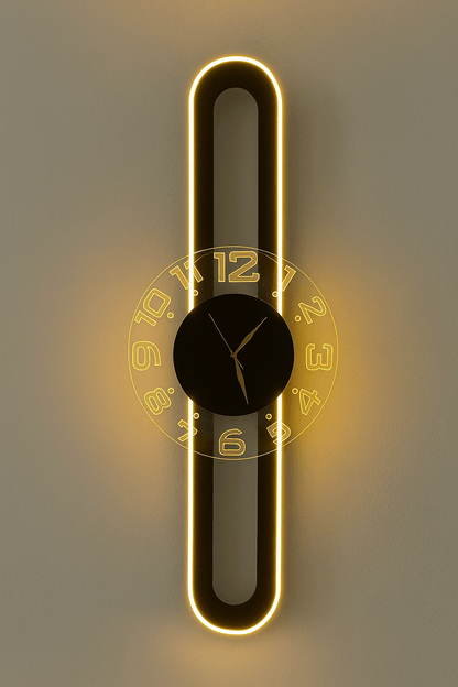 AuraClock 2-in-1 vertical and Horizontal clock Home and Office Wall with neon light ambiance - Image 4