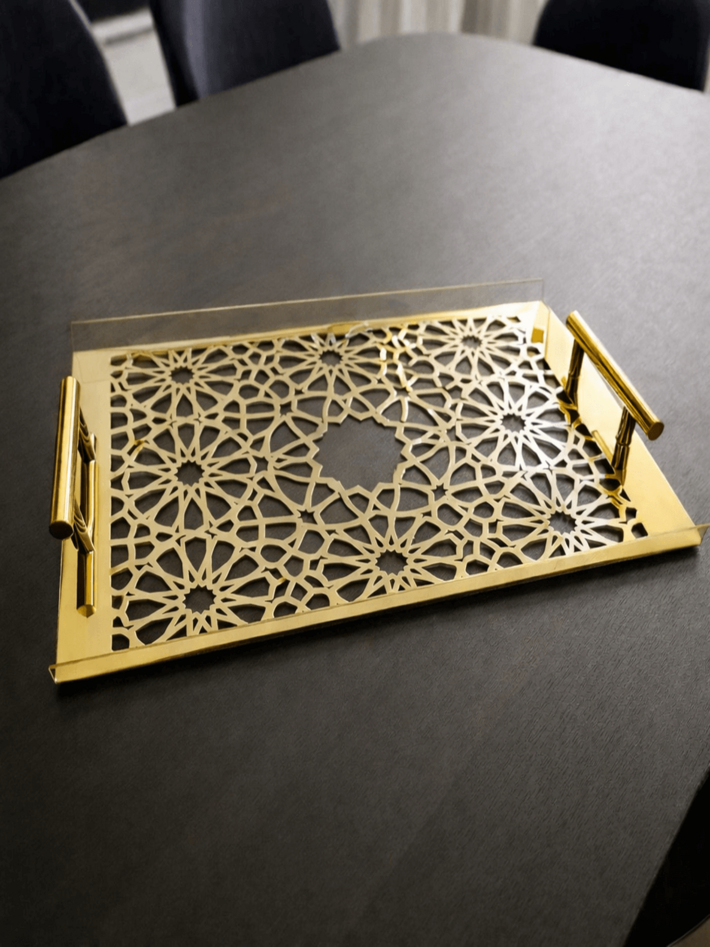 Sultané Royale™ Gold Tray With Metal Handles-SRG01 - Image 1