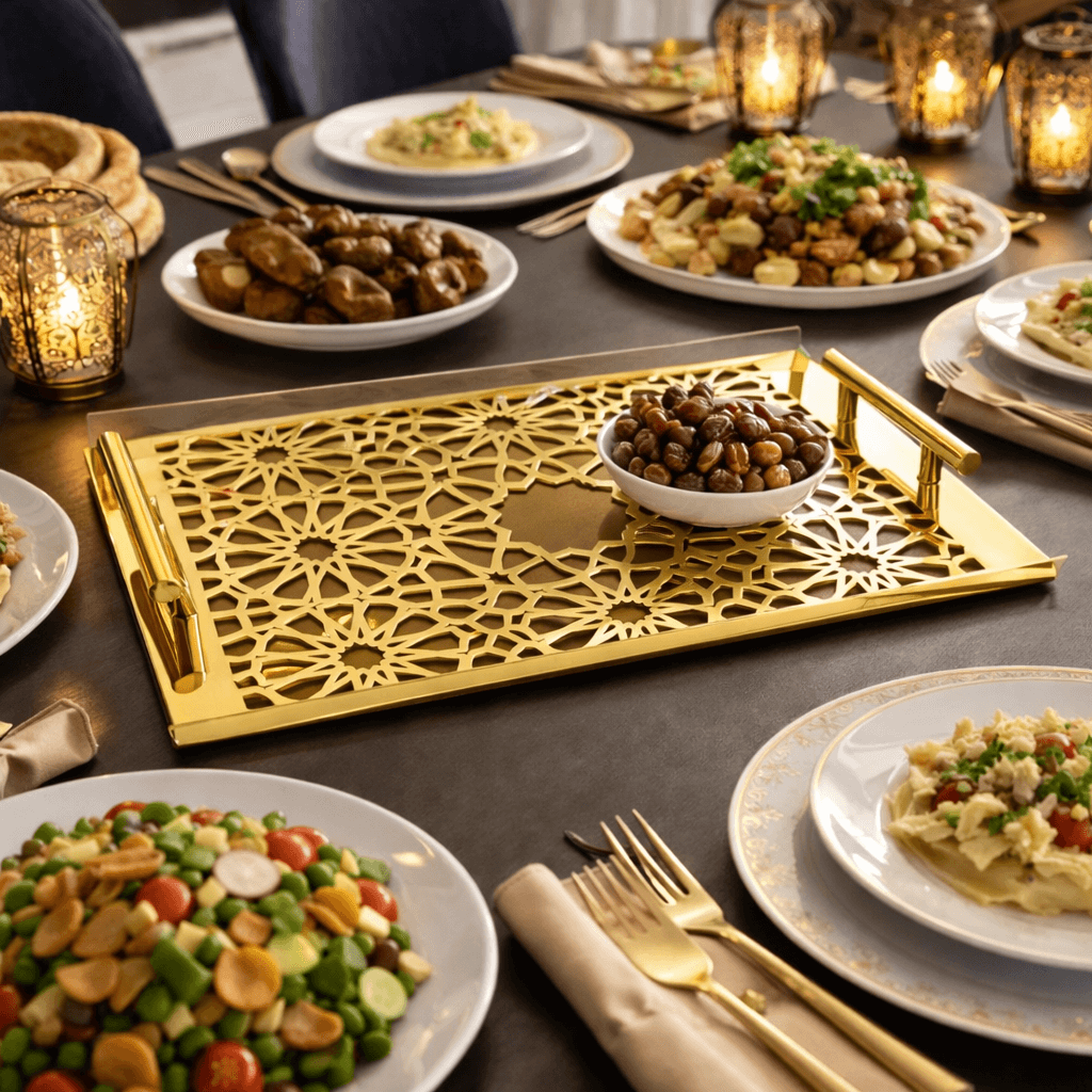 Sultané Royale™ Gold Tray With Metal Handles-SRG01 - Image 3