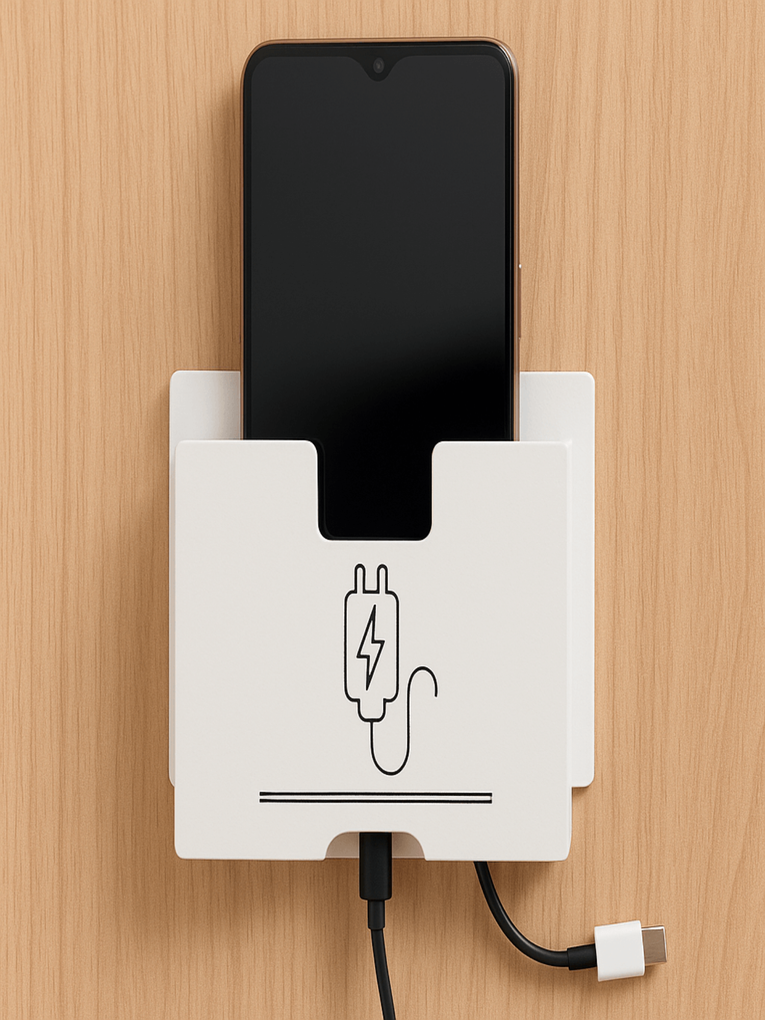 Wall Mount Acrylic Mobile Phone charger Holder - Image 1