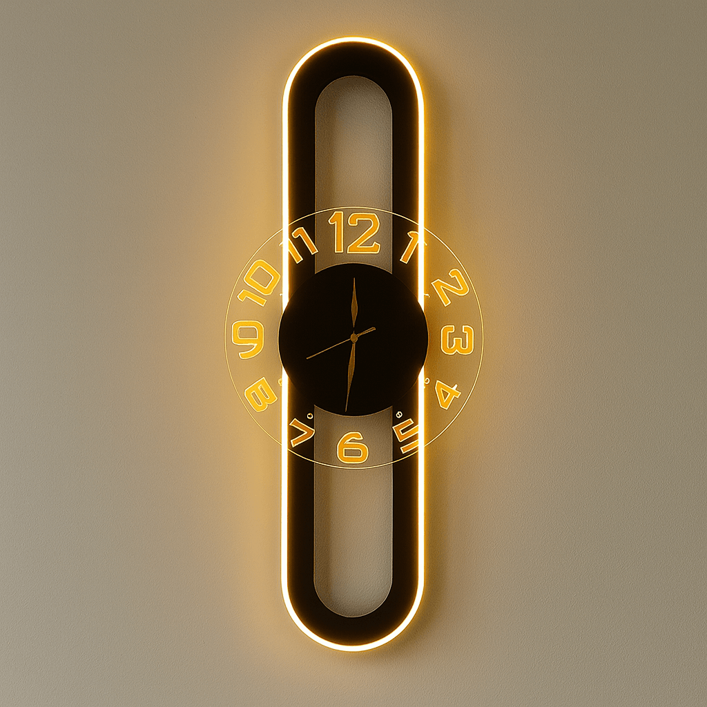 AuraClock 2-in-1 vertical and Horizontal clock Home and Office Wall with neon light ambiance - Image 2