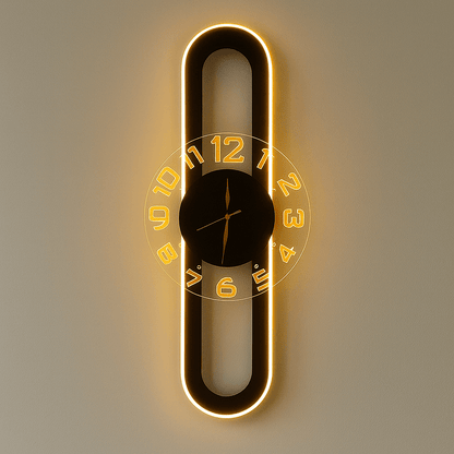 AuraClock 2-in-1 vertical and Horizontal clock Home and Office Wall with neon light ambiance - Image 2