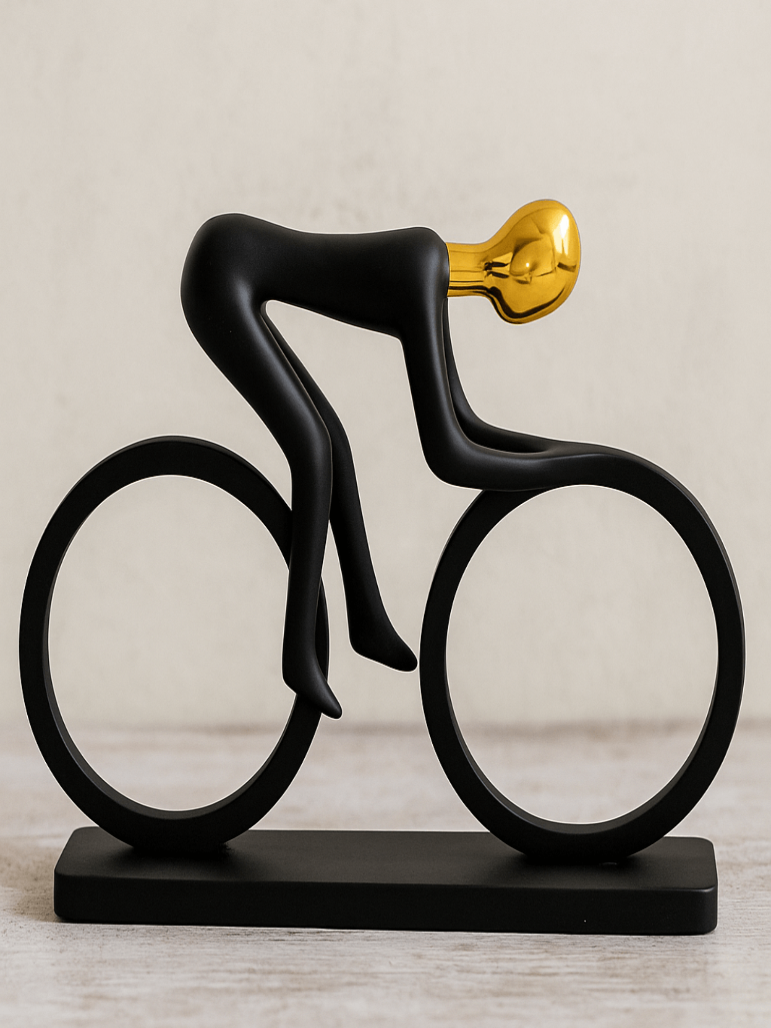 Eternal Motion – Black & Gold Cyclist Sculpture - Image 1
