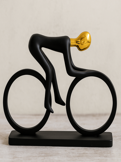 Eternal Motion – Black & Gold Cyclist Sculpture - Image 1