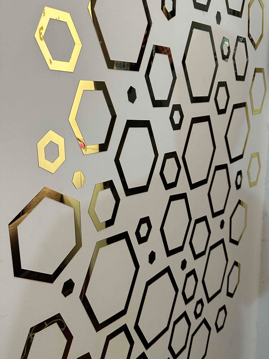 Acrylic Self Adhesive Wall Decor Mirrors Hexa Rings - Image 1