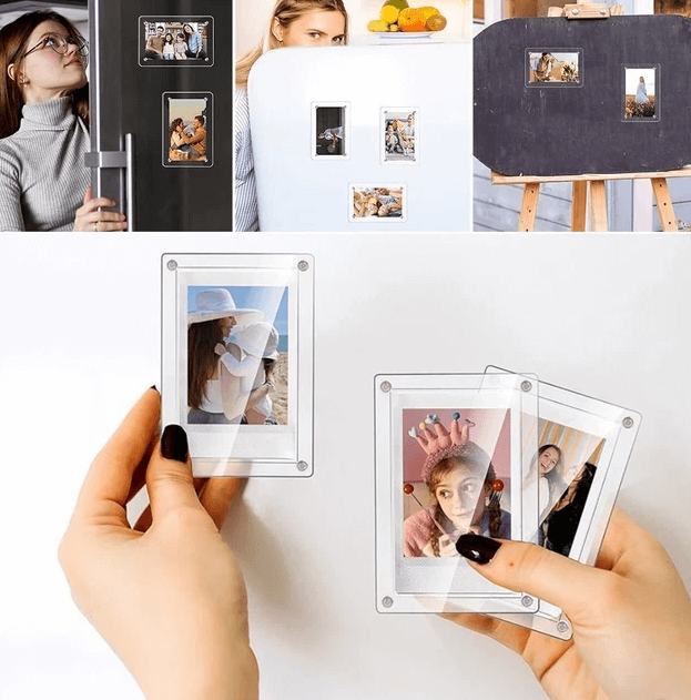 Magnetic Fridge Frames-Transparent Magnetic Acrylic Picture Frame Clear Frameless Memos for office and Refrigerator 3x4 inches each - Image 3