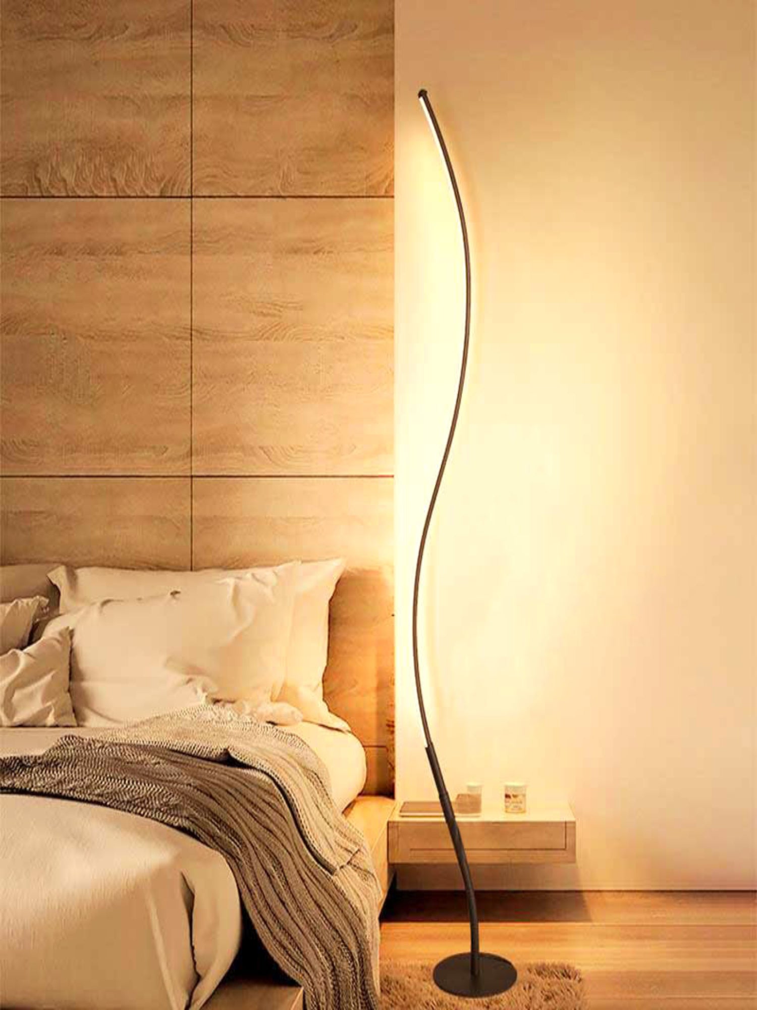 MODERN WAVY TWISTED STANDING CORNER NEON LAMP - Image 1
