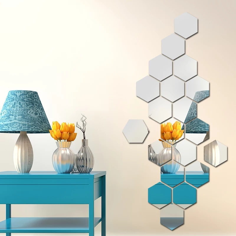Acrylic Hexagon wall decor Mirror(Silver) - Wall Decor - Image 3
