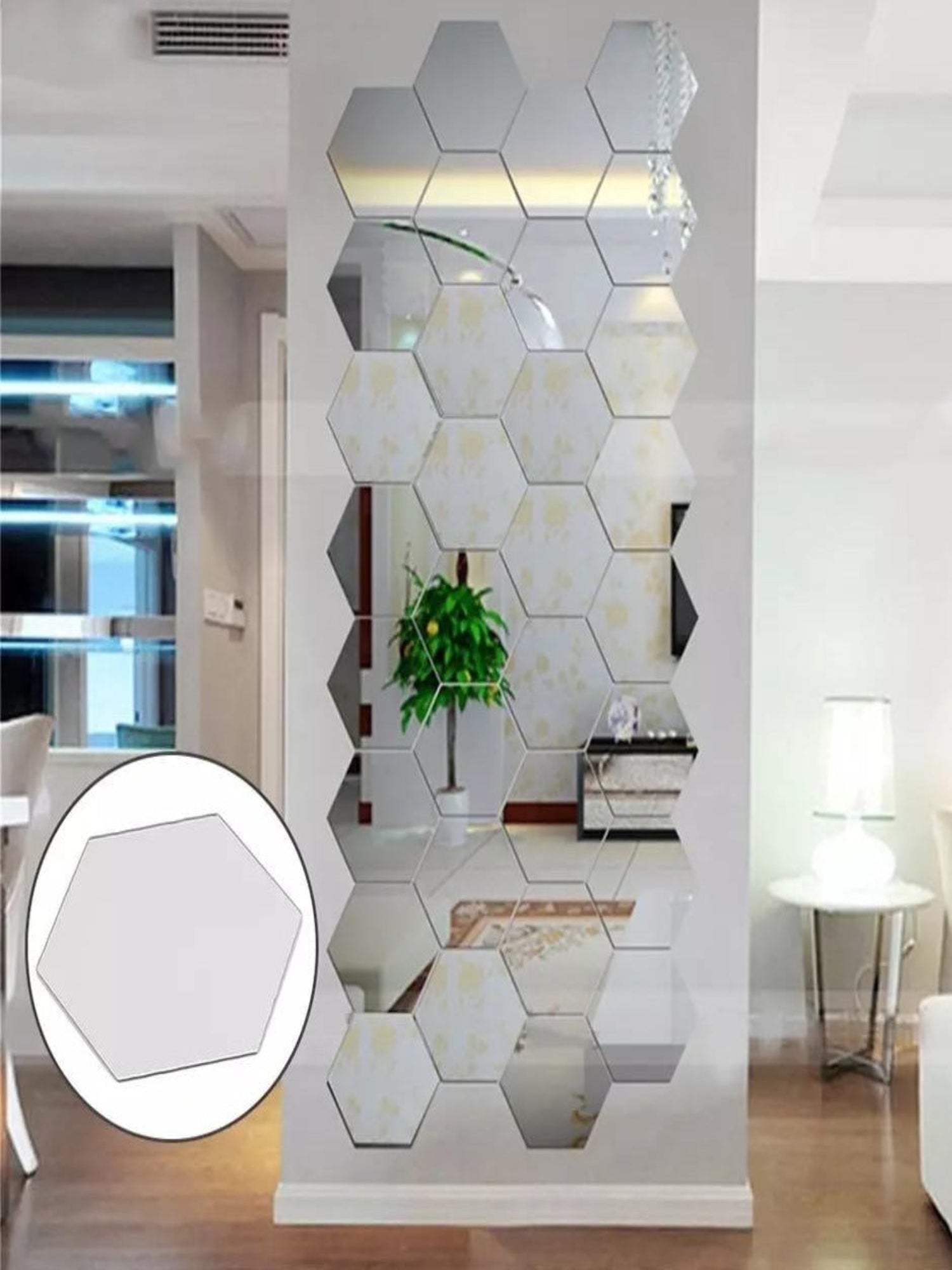 Acrylic Hexagon wall decor Mirror(Silver) - Wall Decor - Image 1