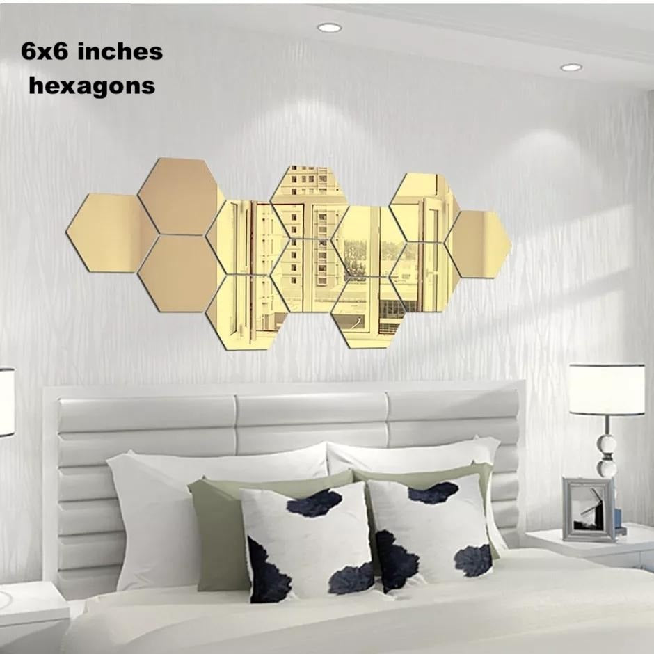 Acrylic Hexagon wall decor Mirror (Gold) - Wall Decorations - Image 4