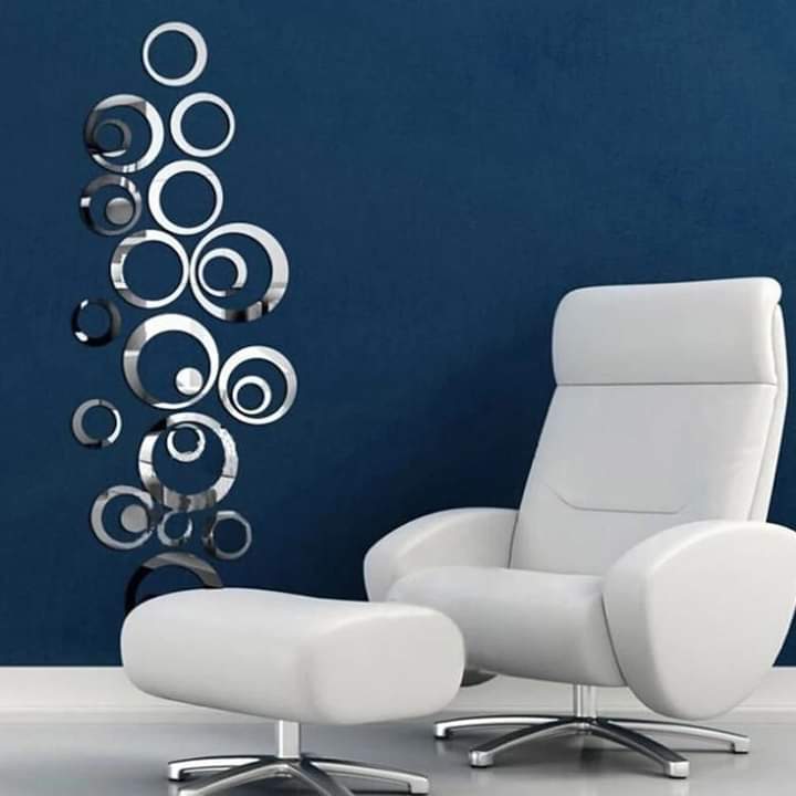 Silver Acrylic Mirror Rings(set of 22) - Wall Decor - Image 2