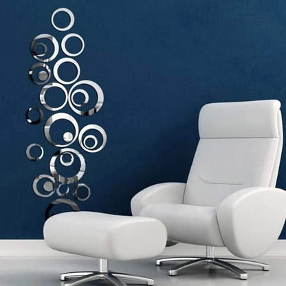 Silver Acrylic Mirror Rings(set of 22) - Wall Decor - Image 2