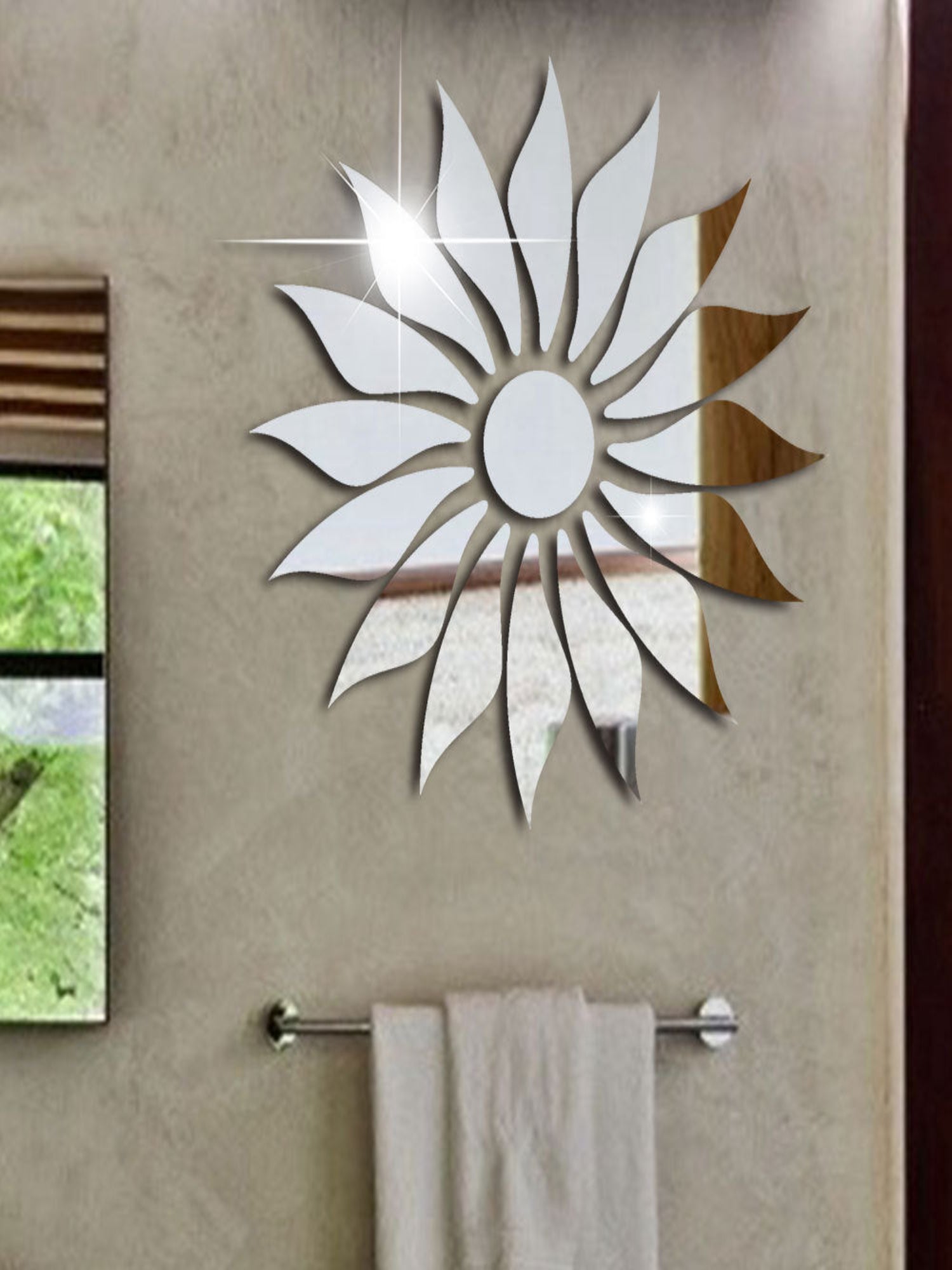 Silver Sunflower Home Decor Mirror(Acrylic) - Image 1