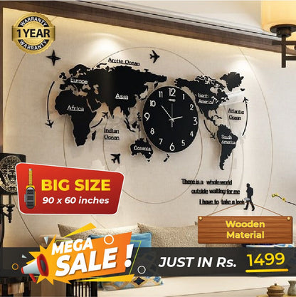 World Map Wall Clock - Wall Clock - Image 3