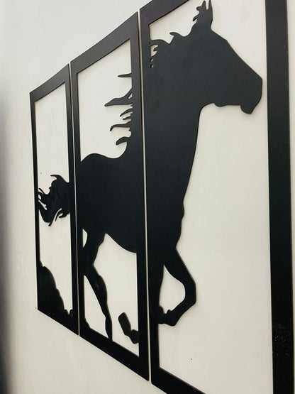 Wooden Wall decor Horse Scenery - Image 1