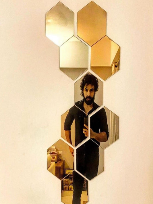 Acrylic Hexagon wall decor Mirror (Gold) - Wall Decorations - Image 1