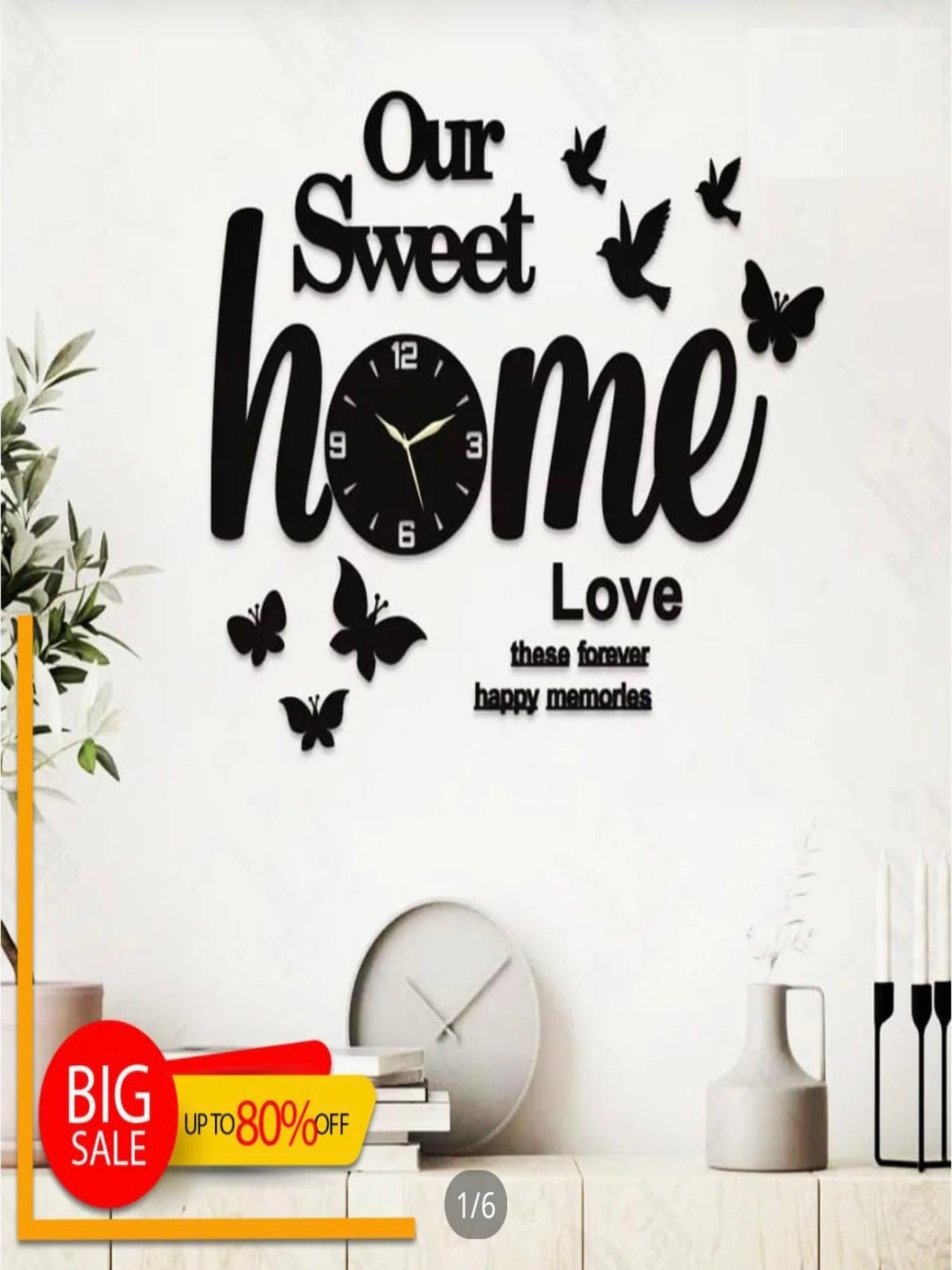Our Sweet Home Walls Decor with Birds and Butterflies - Image 1
