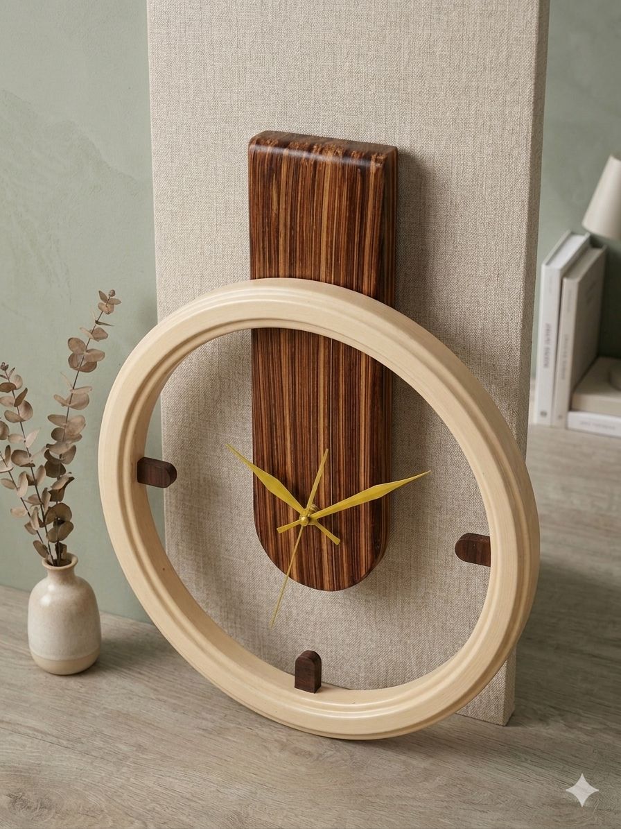 Modern Wooden Wall Clock – Elegant Handmade Wood Decor | 12 inch & 14 inch