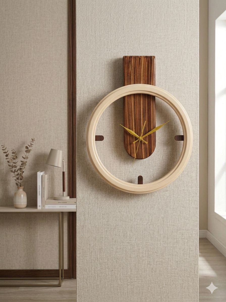 Modern Wooden Wall Clock – Elegant Handmade Wood Decor | 12 inch & 14 inch