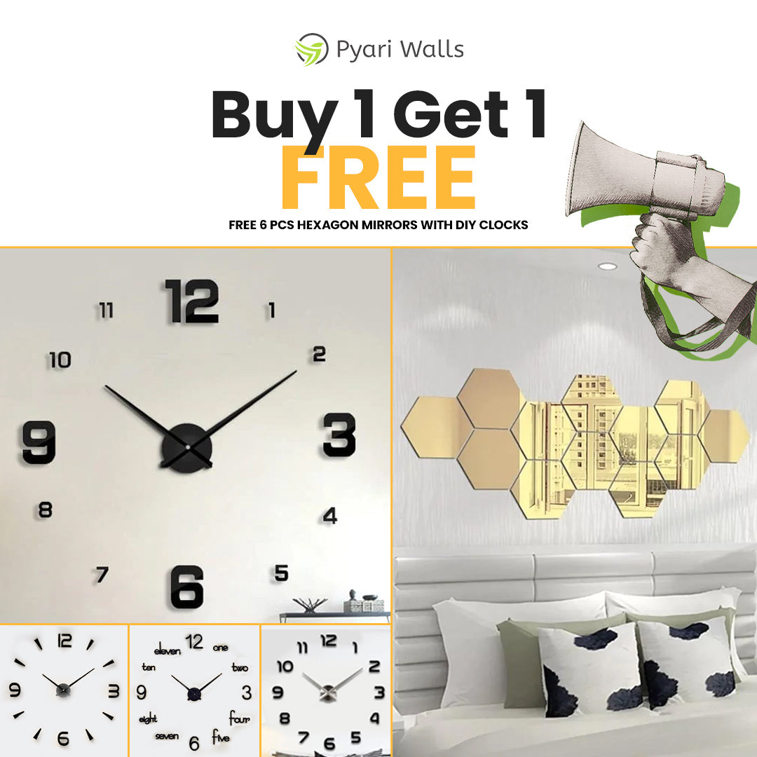 Summer Biggest Sale Buy 1 DIY Clock Get Free Hexagons Mirrors - Image 3