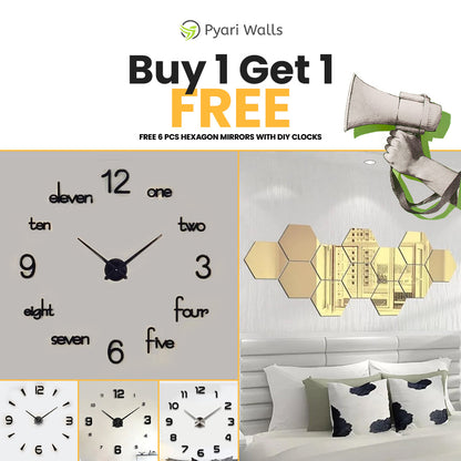 Summer Biggest Sale Buy 1 DIY Clock Get Free Hexagons Mirrors - Image 2