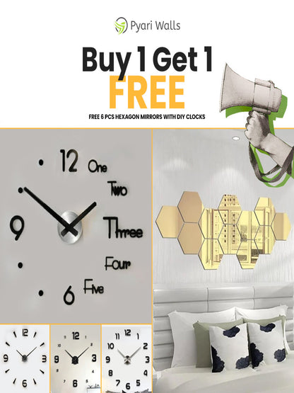 Summer Biggest Sale Buy 1 DIY Clock Get Free Hexagons Mirrors - Image 1