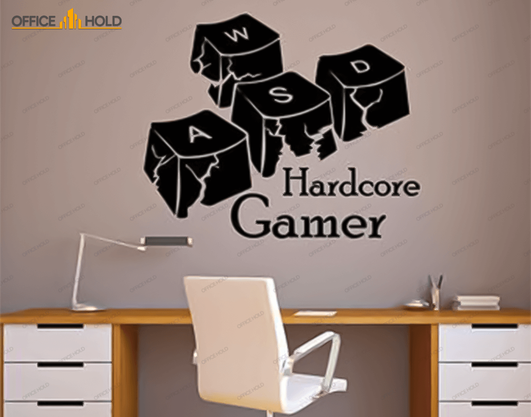 Hardcore Gamer WASD Keyboard Keys Gamer Room Sign (hg02) - Image 2