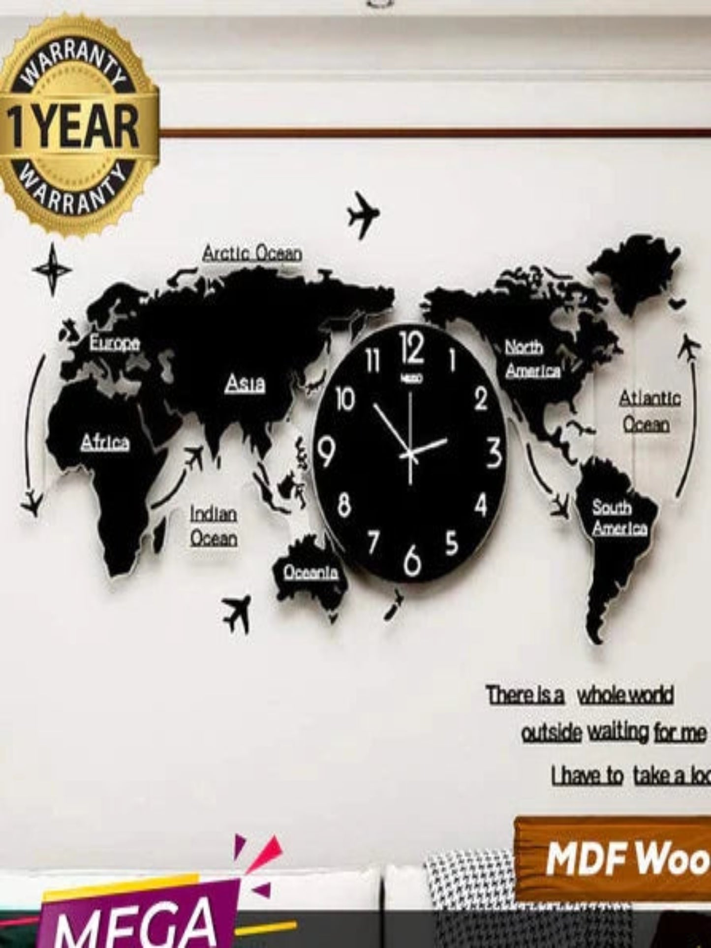 World Map Wall Clock - Wall Clock - Image 1